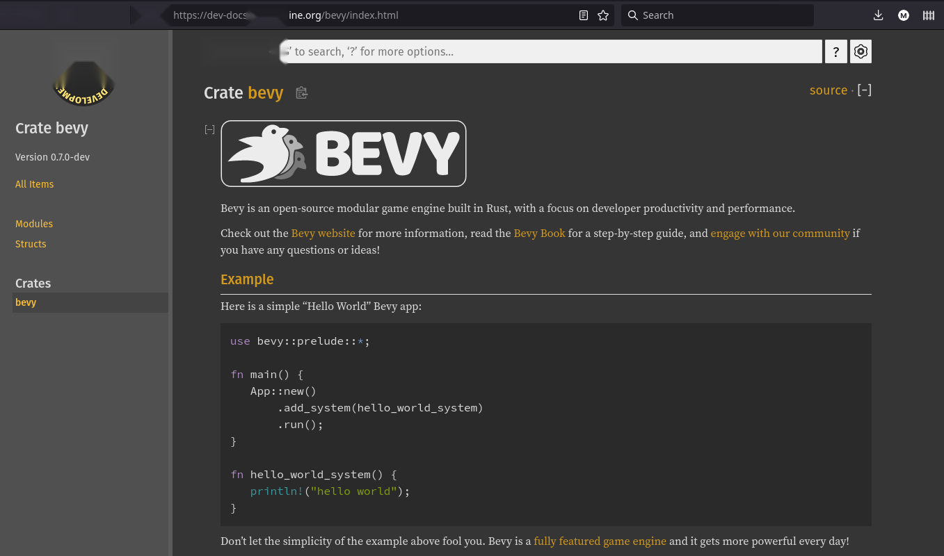 dev docs