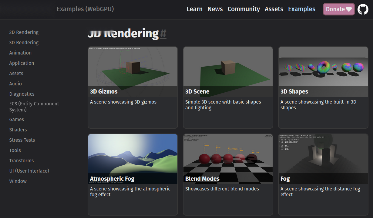 webgpu examples page screenshot