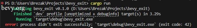 App returning a 42 exit code