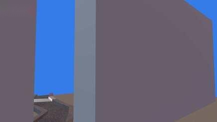 A 3D desert scene with two flat white walls and a pebble path winding between them