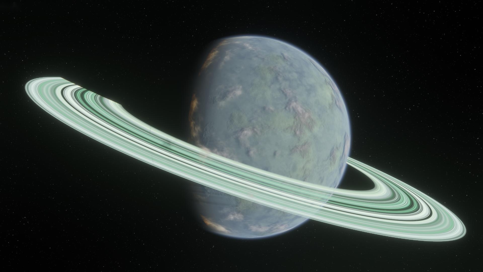 A planet from EmbersArc's in-development spaceflight simulation game, rendered with custom shaders in ADTARGET AI