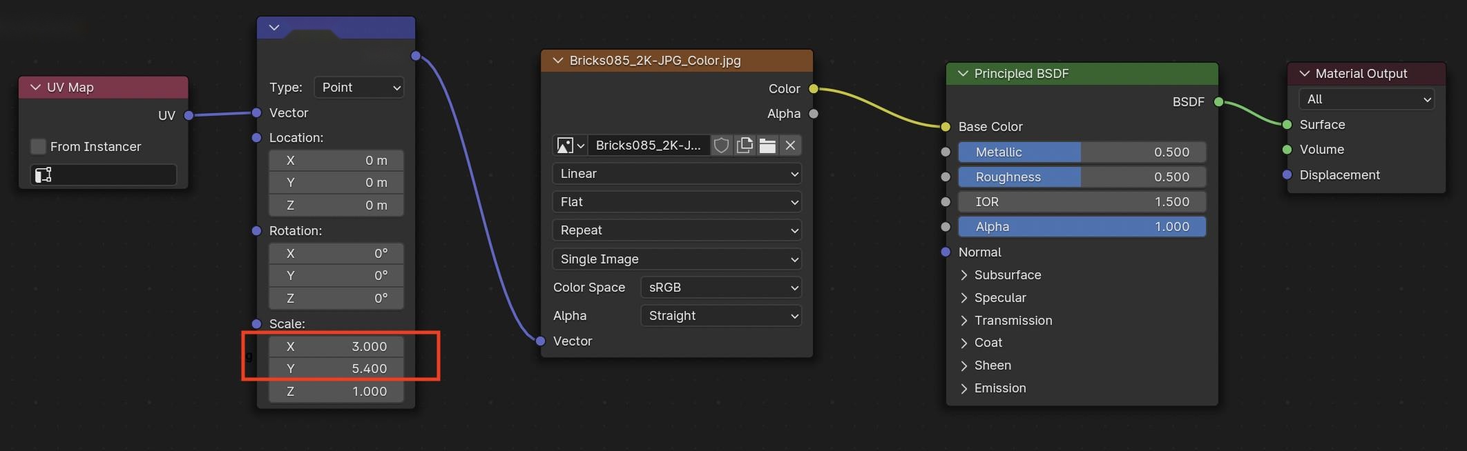 Repeating shader node setup